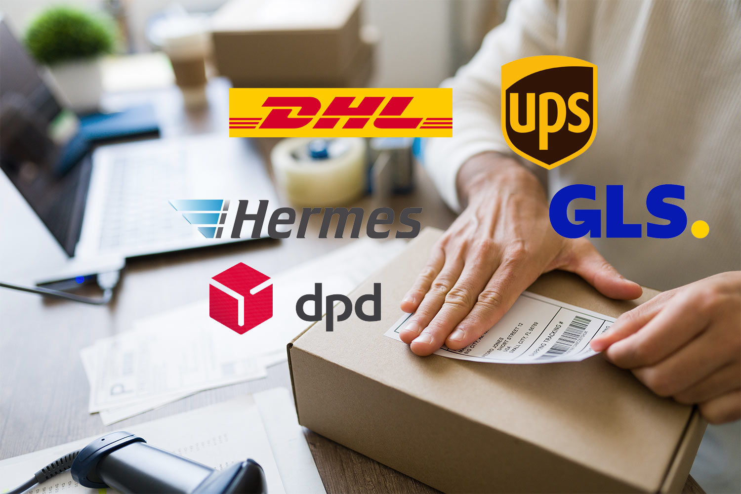 Versandvorbereitung bei LEON Fulfillment mit Integration von DHL, UPS, GLS, Hermes und DPD.
